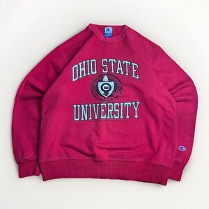 VIntage 80s Champion Ohio State Buckeyes Sweatshirt Mens Large Red OSU Made USA